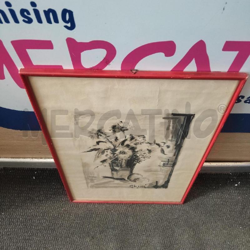 DISEGNO FIORI NERO CORNICE ROSSA | Mercatino dell'Usato Domodossola 3