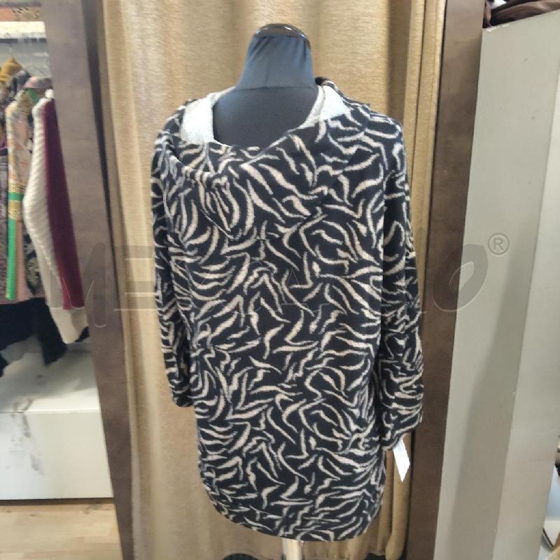 FELPA DONNA NERA STRISCIE BEIGE FIORELLA RUBINO CAPPUCCIO | Mercatino dell'Usato Domodossola 2