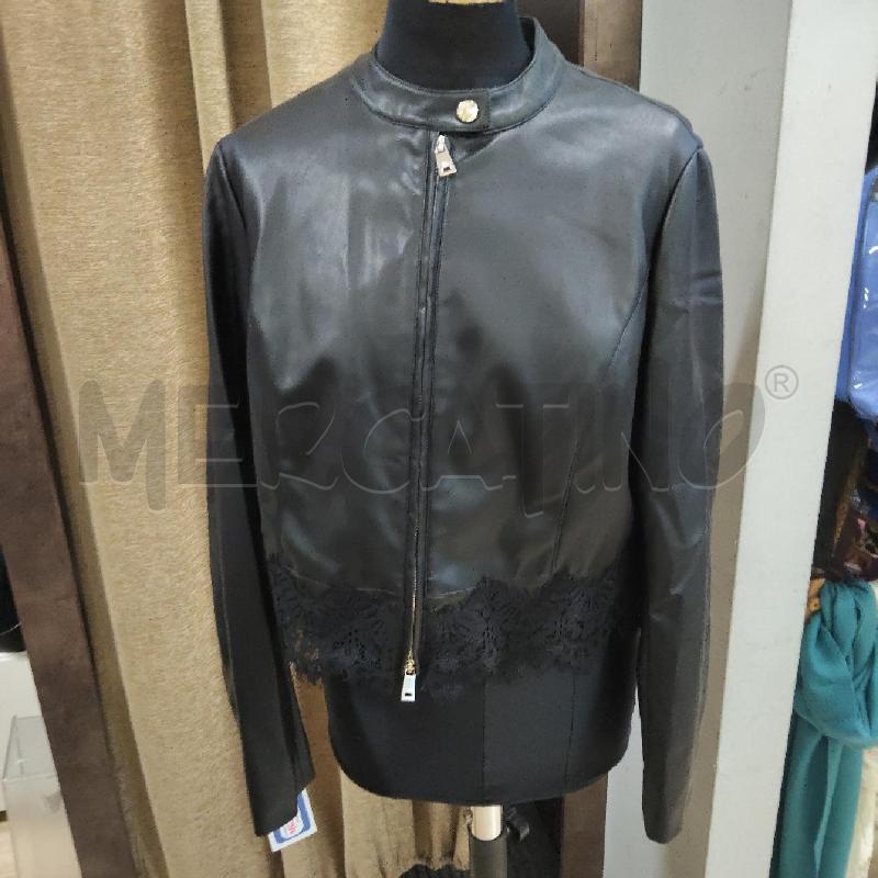 GIACCA DONNA NERA OLTRE SIMILPELLE BORDO PIZZO | Mercatino dell'Usato Domodossola 1