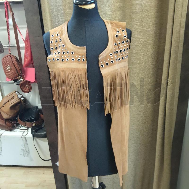 GILET DONNA BEIGE PINKO FRANGE VERA PELLE | Mercatino dell'Usato Domodossola 1
