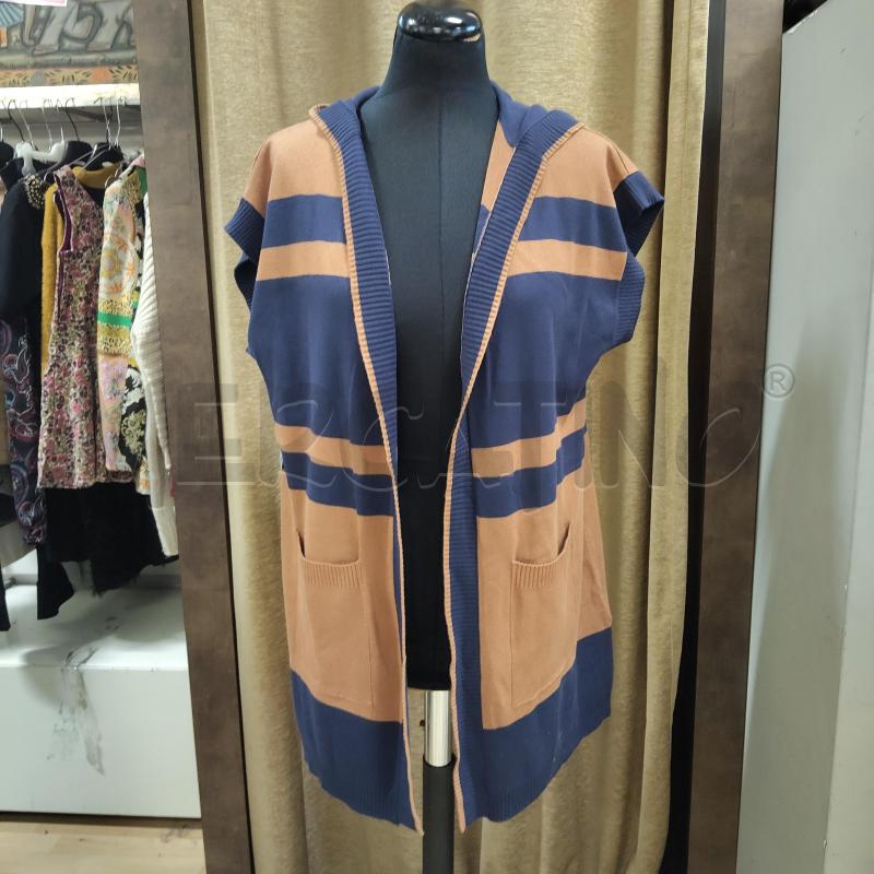 GILET DONNA LUNGO MARRONE BLU CAPPUCCIO FIORELLA RUBINO | Mercatino dell'Usato Domodossola 1