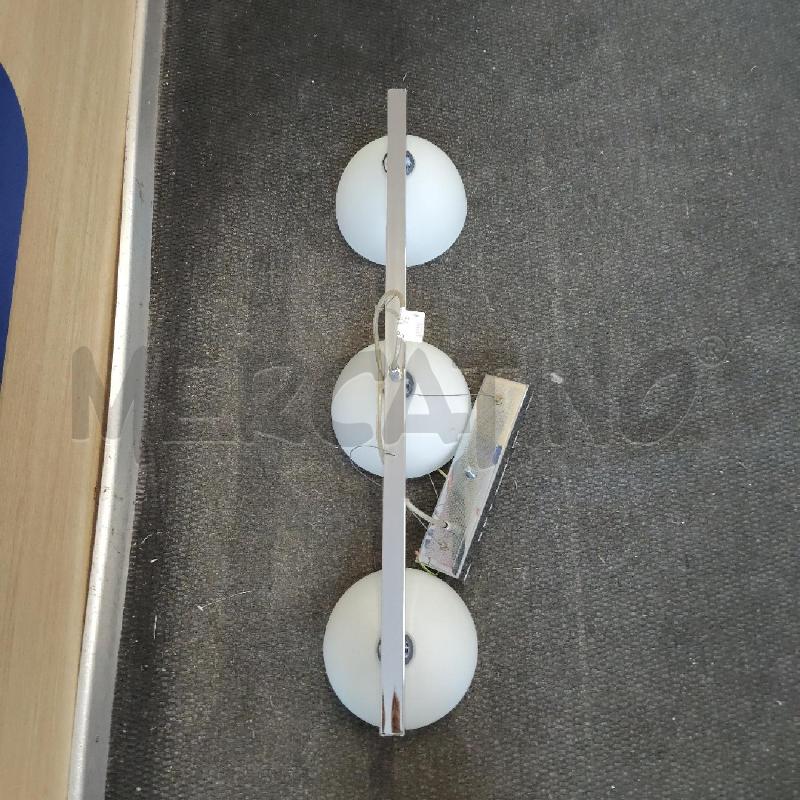 LAMPADARIO ACCIAIO 3 LUCI VETRO BIANCO SATINATO | Mercatino dell'Usato Domodossola 2