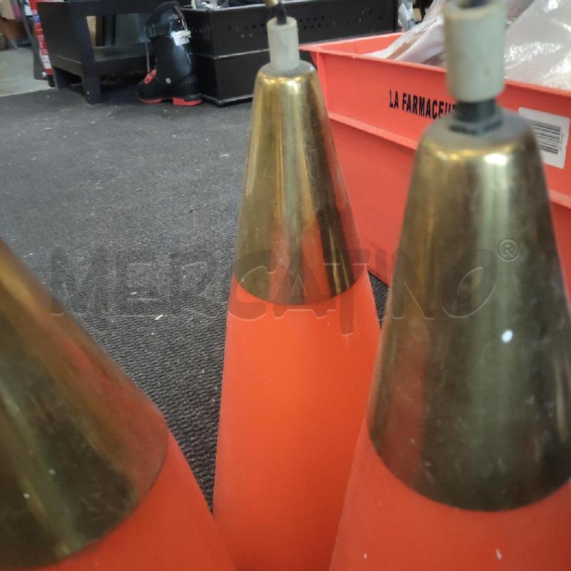 LAMPADARIO ARANCIONE VETRO OTTONE 3 LUCI | Mercatino dell'Usato Domodossola 3