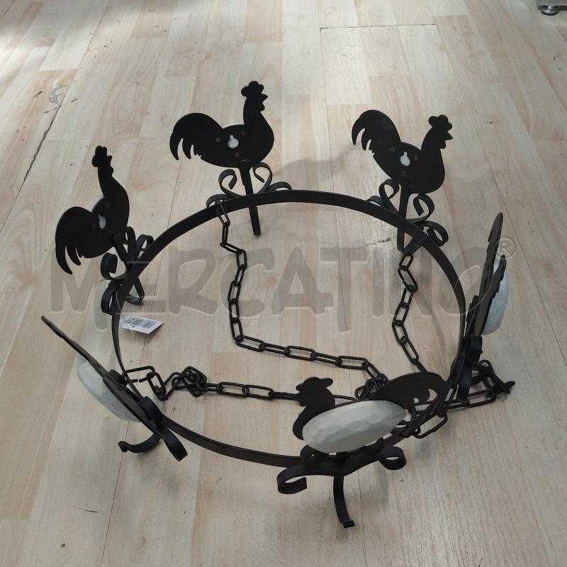 LAMPADARIO FERRO APPENDINI GALLINE | Mercatino dell'Usato Domodossola 1