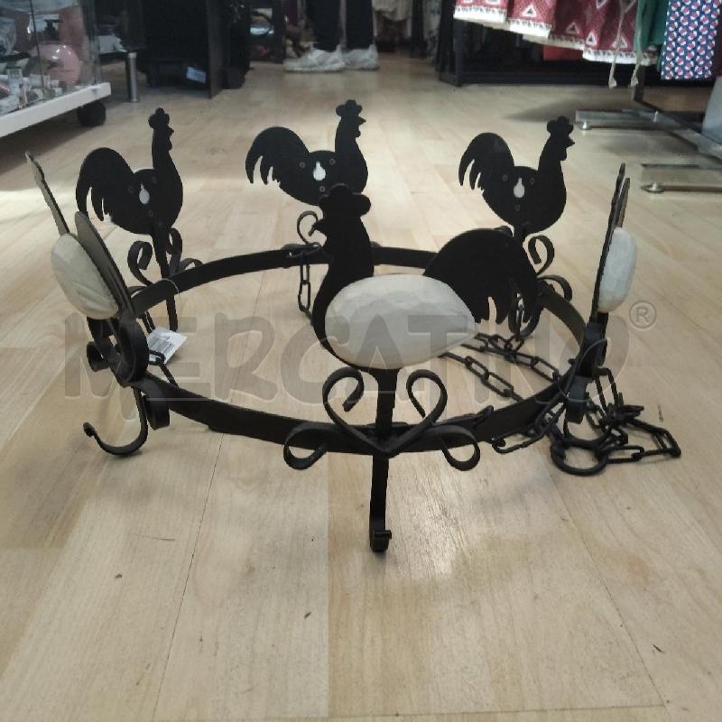 LAMPADARIO FERRO APPENDINI GALLINE | Mercatino dell'Usato Domodossola 2