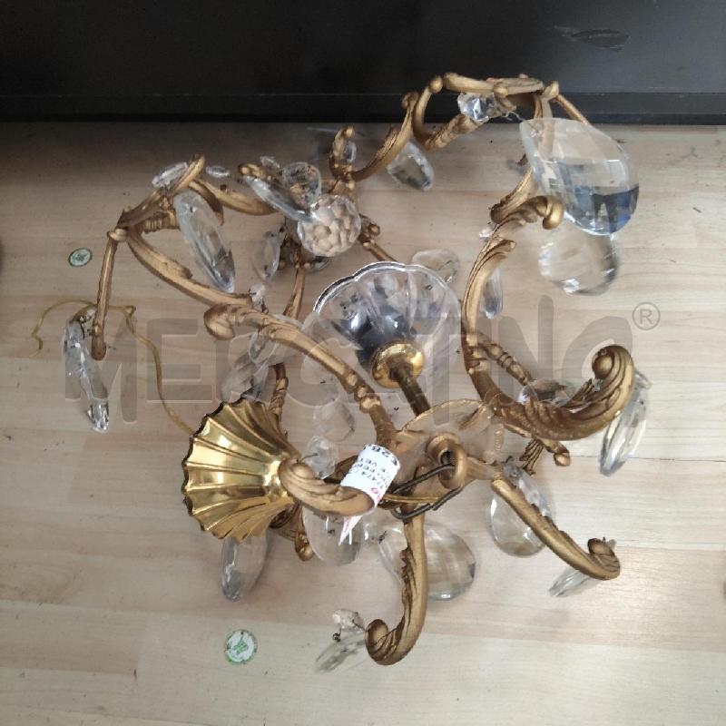 LAMPADARIO FERRO OTTONATO GOCCE VETRO  | Mercatino dell'Usato Domodossola 3