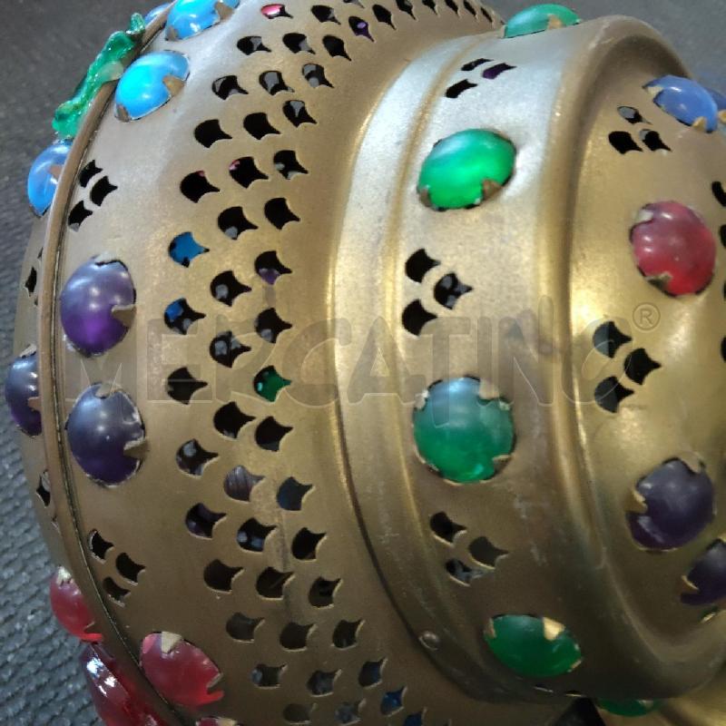 LAMPADARIO OTTONE PERLE COLORATE | Mercatino dell'Usato Domodossola 3