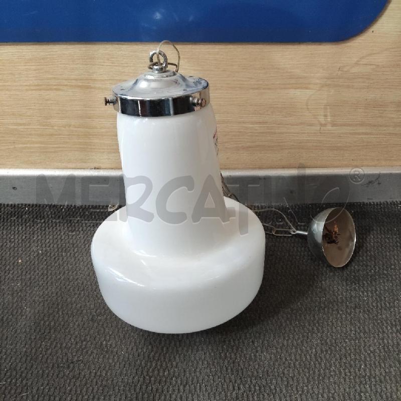 LAMPADARIO VETRO BIANCO PARTE METALLO  | Mercatino dell'Usato Domodossola 1