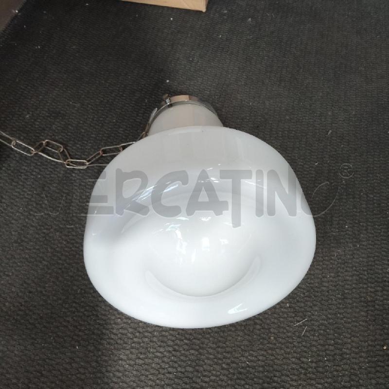 LAMPADARIO VETRO BIANCO PARTE METALLO  | Mercatino dell'Usato Domodossola 3