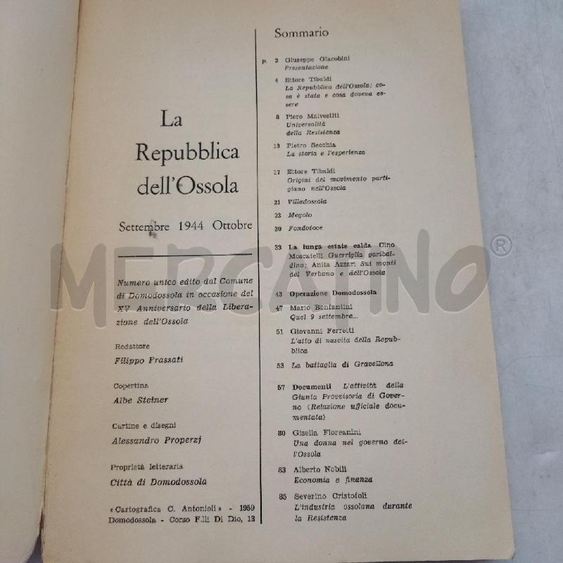 LA REPUBBLICA DELL'OSSOLA EDIZIONE 1959 | Mercatino dell'Usato Domodossola 3