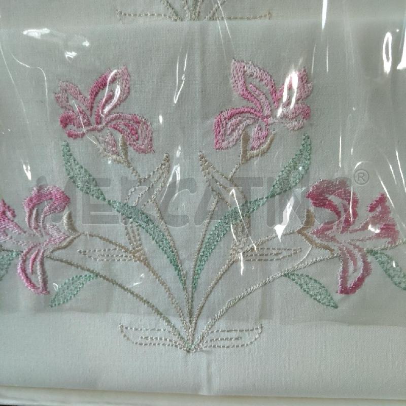 LENZUOLO MATRIMONIALE COMPLETO RICAMO FIORI ARANCIONE | Mercatino dell'Usato Domodossola 2