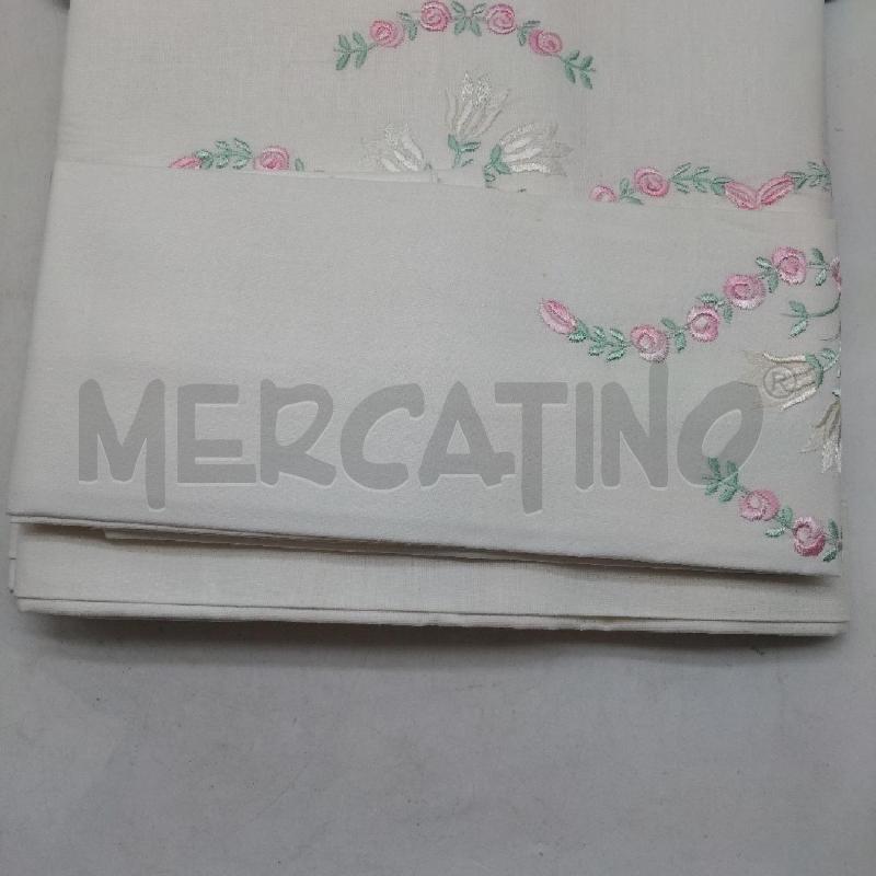 LENZUOLO MATRIMONIALE+FEDERE RICAMO FIORI ROSA | Mercatino dell'Usato Domodossola 3