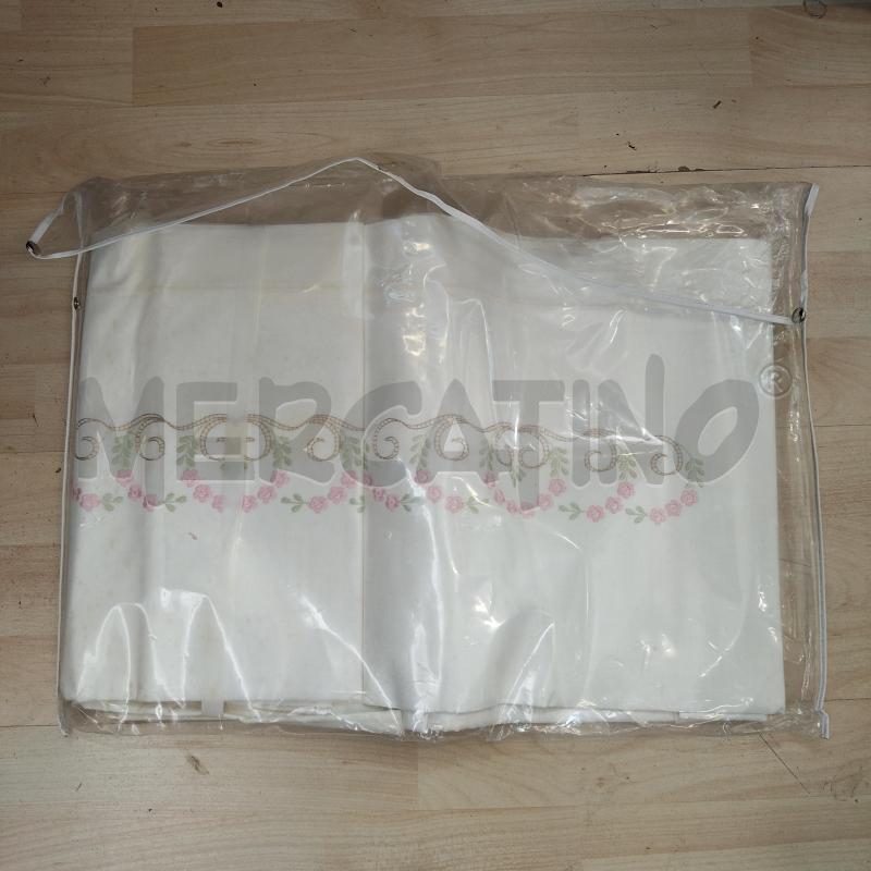 LENZUOLO MATRIMONIALE RICAMO FIORE ROSA+FEDERE | Mercatino dell'Usato Domodossola 1