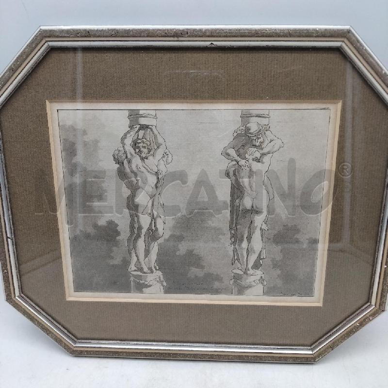LITOGRAFIA ACQUARELLATA LOUIS CARRACHE CHIOSTRO DI SAN MICHELE  | Mercatino dell'Usato Domodossola 1