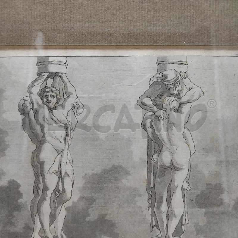 LITOGRAFIA ACQUARELLATA LOUIS CARRACHE CHIOSTRO DI SAN MICHELE  | Mercatino dell'Usato Domodossola 2