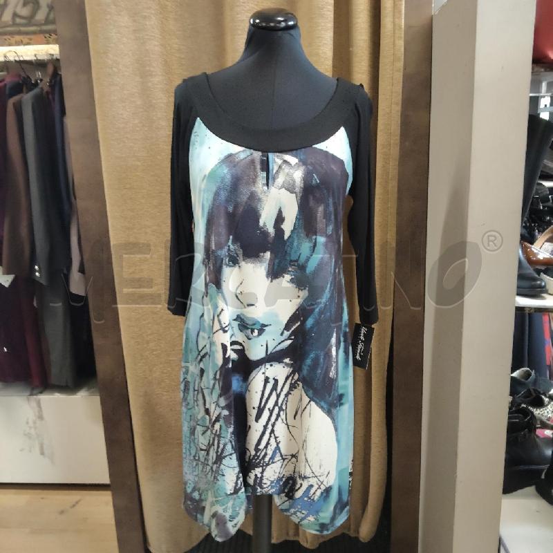 MAGLIA DONNA ABITO FIORELLA RUBINO FANTASIA AZZURRA NERA  | Mercatino dell'Usato Domodossola 1