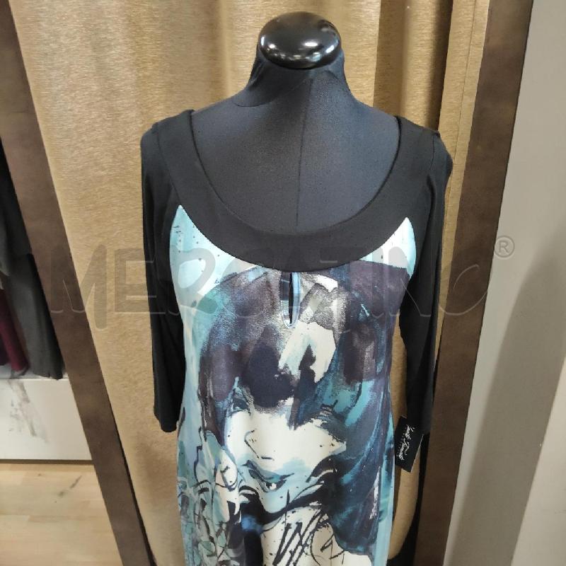 MAGLIA DONNA ABITO FIORELLA RUBINO FANTASIA AZZURRA NERA  | Mercatino dell'Usato Domodossola 2
