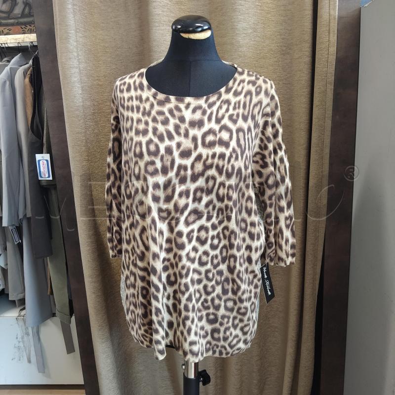 MAGLIA DONNA ANIMALIER TWIN SET INSERTI PIZZO  | Mercatino dell'Usato Domodossola 1