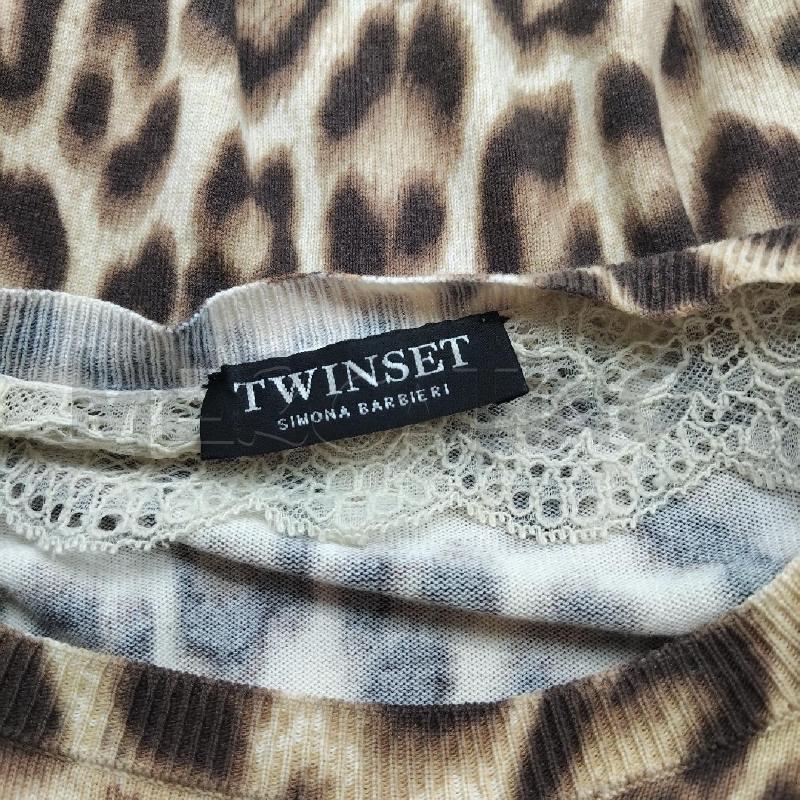 MAGLIA DONNA ANIMALIER TWIN SET INSERTI PIZZO  | Mercatino dell'Usato Domodossola 4