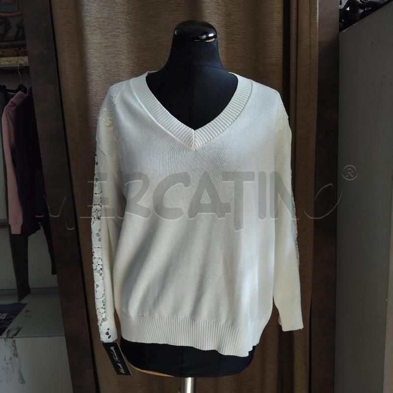 MAGLIA DONNA BIANCA MANICHE PIZZO FIORELLA RUBINO  | Mercatino dell'Usato Domodossola 1