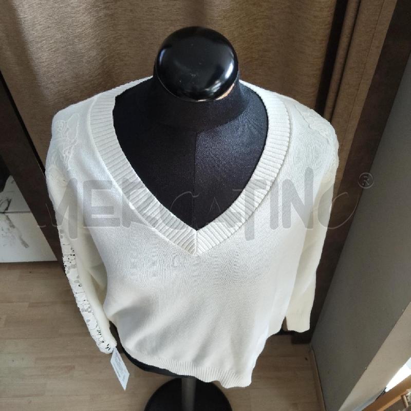 MAGLIA DONNA BIANCA MANICHE PIZZO FIORELLA RUBINO  | Mercatino dell'Usato Domodossola 2