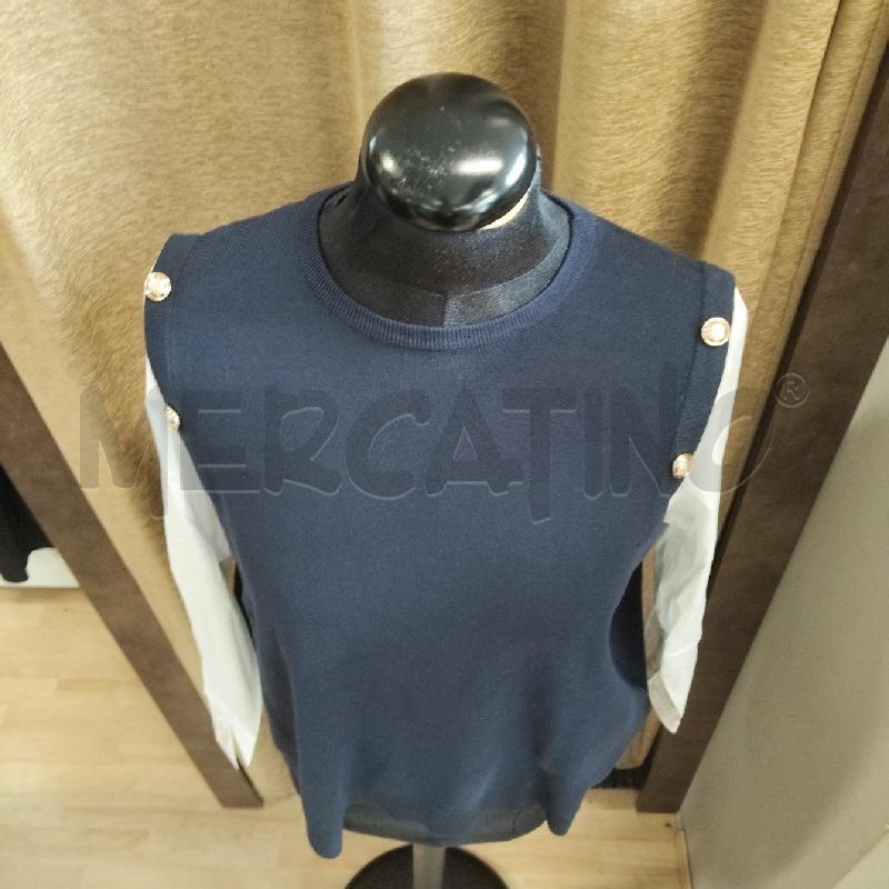 MAGLIA DONNA BLU MANICHE BIANCHE FIORELLA RUBINO | Mercatino dell'Usato Domodossola 2