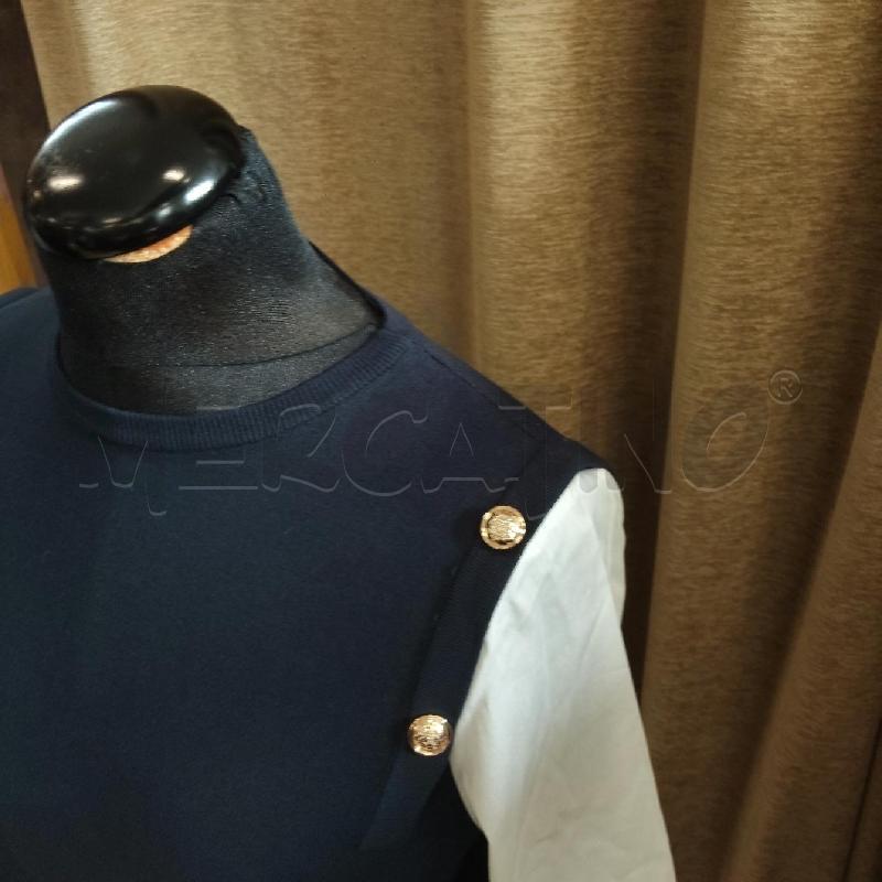 MAGLIA DONNA BLU MANICHE BIANCHE FIORELLA RUBINO | Mercatino dell'Usato Domodossola 3