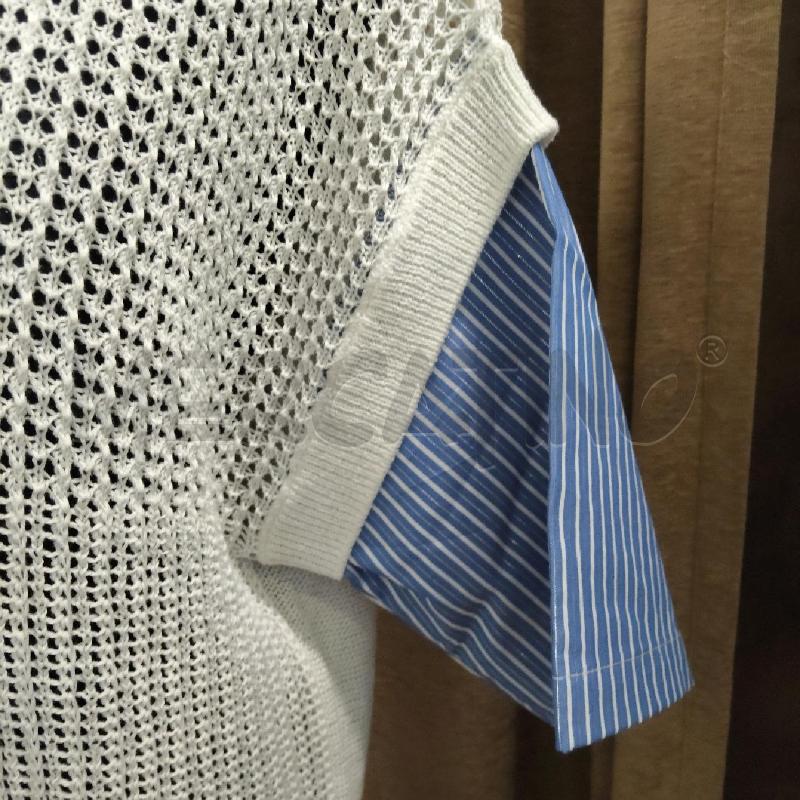 MAGLIA DONNA FIORELLA RUBINO BIANCA MANICHE AZZURRE | Mercatino dell'Usato Domodossola 2