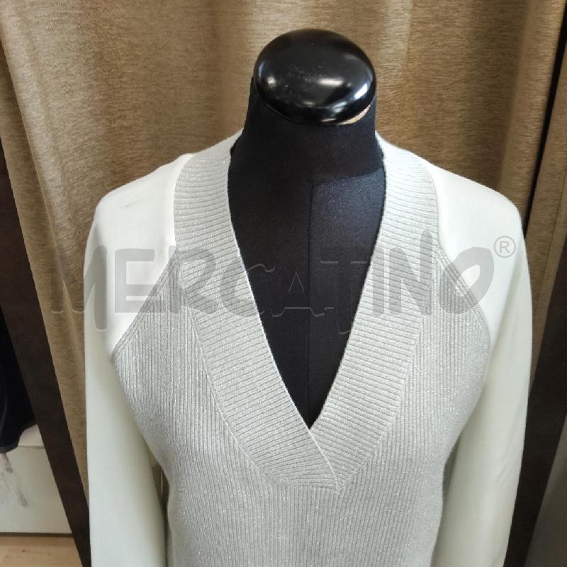 MAGLIA DONNA GRIGIA ARGENTATA MANICHE BIANCHE FIORELLA RUBINO  | Mercatino dell'Usato Domodossola 2