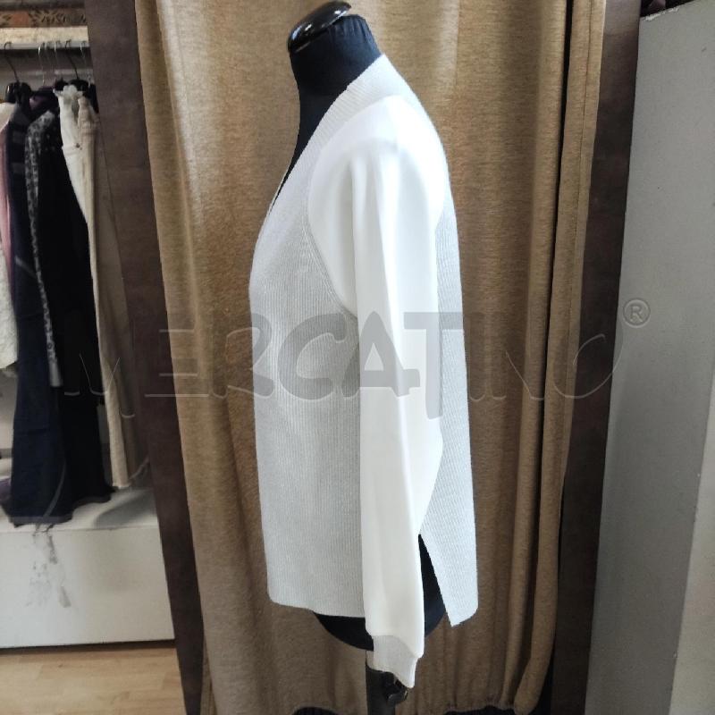 MAGLIA DONNA GRIGIA ARGENTATA MANICHE BIANCHE FIORELLA RUBINO  | Mercatino dell'Usato Domodossola 3
