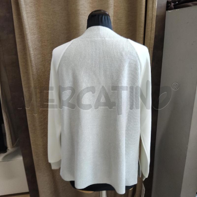 MAGLIA DONNA GRIGIA ARGENTATA MANICHE BIANCHE FIORELLA RUBINO  | Mercatino dell'Usato Domodossola 4