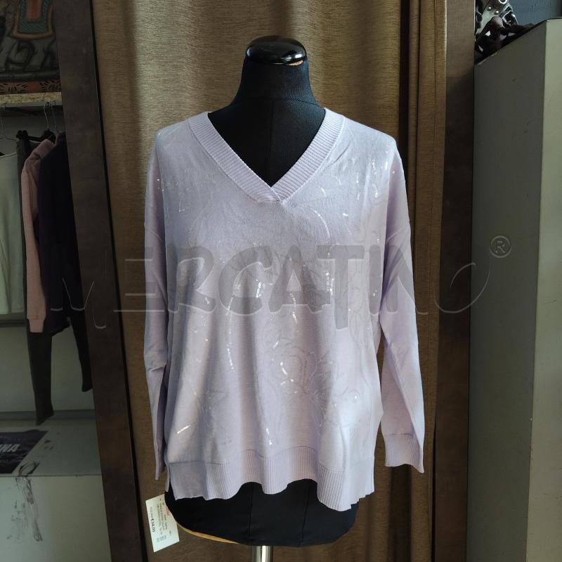 MAGLIA DONNA LILLA FIORI STRASS SCOLLO V FIORELLA RUBINO | Mercatino dell'Usato Domodossola 1