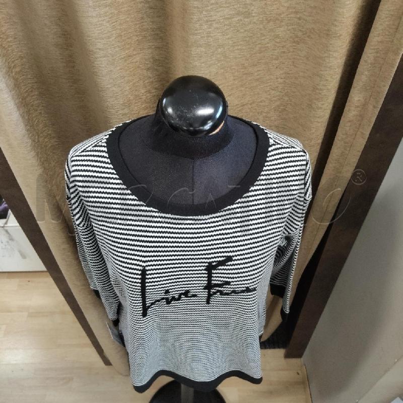 MAGLIA DONNA RIGHE NERE BIANCHE LIVE FREE FIORELLA RUBINO | Mercatino dell'Usato Domodossola 2