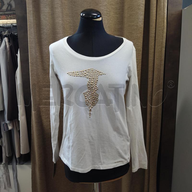 MAGLIA DONNA TRUSSARDI BIANCA MANICA LUNGA | Mercatino dell'Usato Domodossola 1