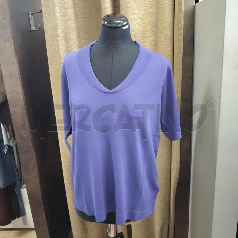 MAGLIA DONNA VIOLA FIORELLA RUBINO M.C. SCOLLO V | Mercatino dell'Usato Domodossola 1