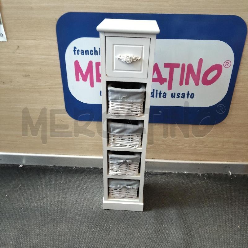 MOBILETTO BIANCO COLONNA 4 CESTINI UN CASSETTO | Mercatino dell'Usato Domodossola 1