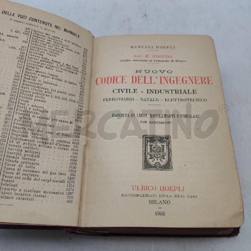 NUOVO CODICE DELL'INGEGNERE NOSEDA HOELPI 1906 | Mercatino dell'Usato Domodossola 3