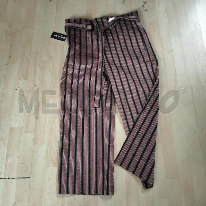 PANTALONE DONNA PT01 WOMAN PANTS RIGATO BORDEAUX NERO  | Mercatino dell'Usato Domodossola 1