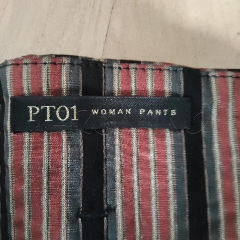 PANTALONE DONNA PT01 WOMAN PANTS RIGATO BORDEAUX NERO  | Mercatino dell'Usato Domodossola 3