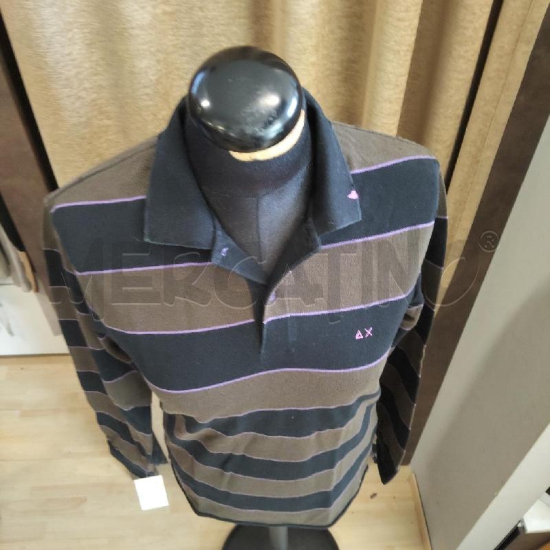 POLO UOMO AX RIGATA M.L MARRONE NERO STRISCIA VIOLA | Mercatino dell'Usato Domodossola 2