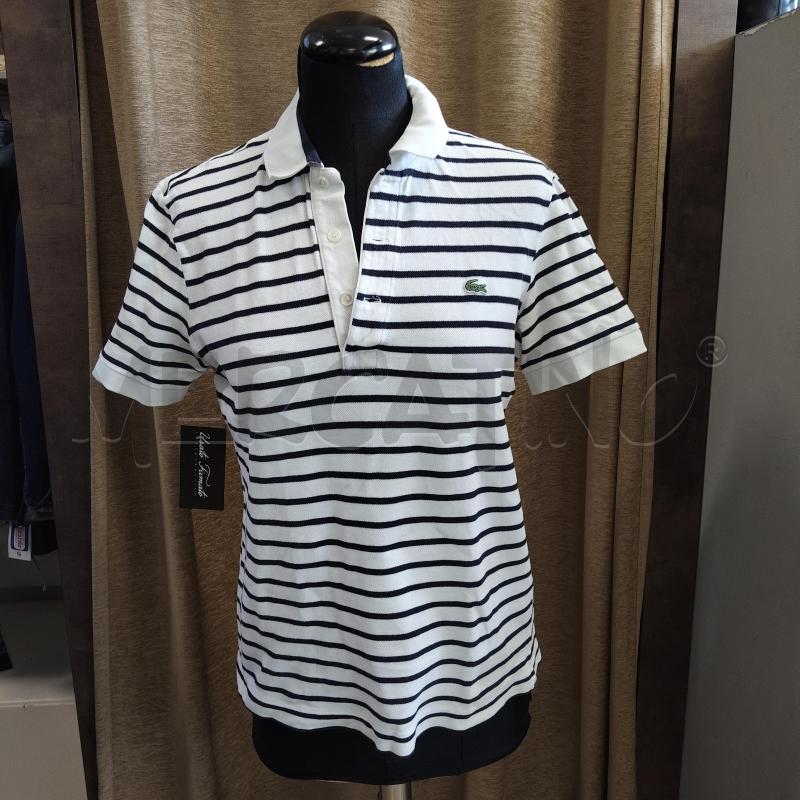 POLO UOMO RIGHE BIANCHE BLU LACOSTE | Mercatino dell'Usato Domodossola 1