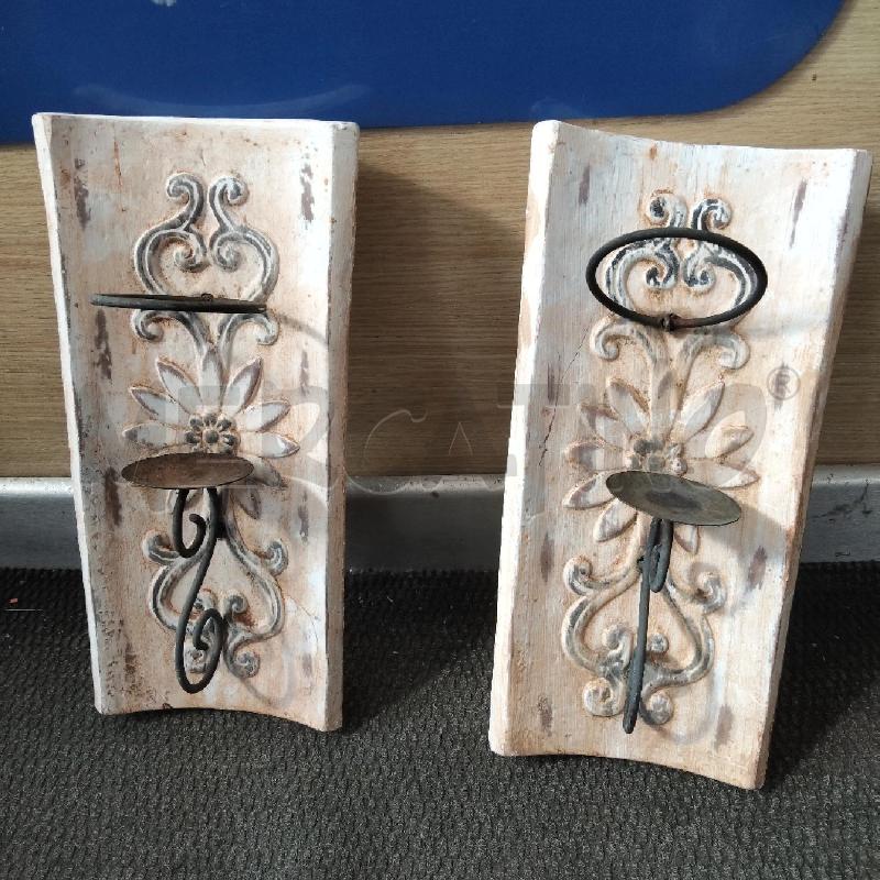 PORTA CANDELA CERAMICA FIORE RILIEVO SUPPORTO FERRO | Mercatino dell'Usato Domodossola 1