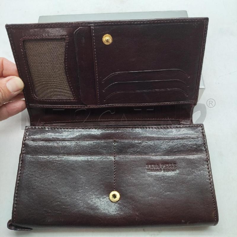 PORTA FOGLIO PELLE MARRONE DONNA BORGOSENESE | Mercatino dell'Usato Domodossola 2