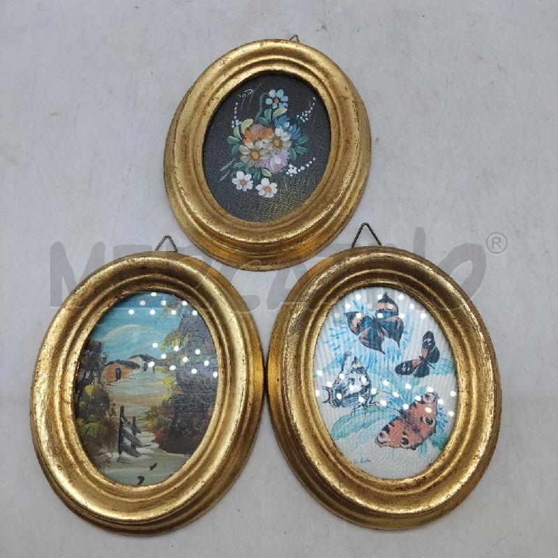 QUADRETTO VECCHIO 3 PEZZI OVALI CORNICE DORATA | Mercatino dell'Usato Domodossola 1