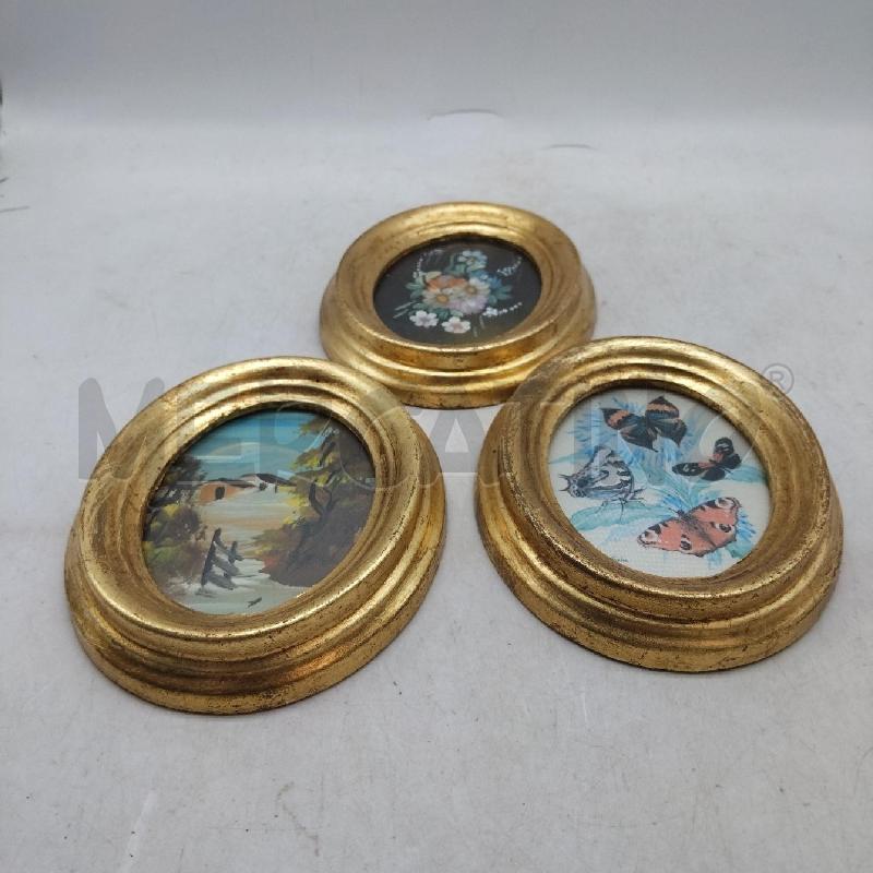 QUADRETTO VECCHIO 3 PEZZI OVALI CORNICE DORATA | Mercatino dell'Usato Domodossola 2