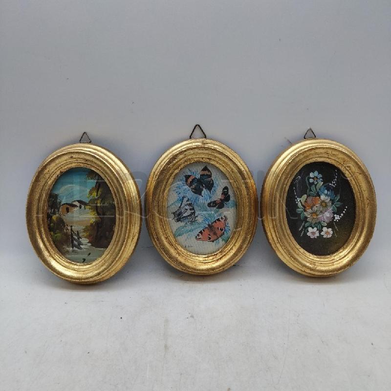 QUADRETTO VECCHIO 3 PEZZI OVALI CORNICE DORATA | Mercatino dell'Usato Domodossola 3