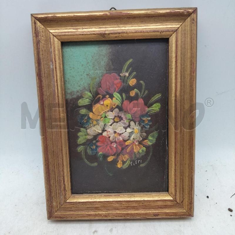 QUADRETTO VECCHIO CORNICE DORATA FIORI  | Mercatino dell'Usato Domodossola 1