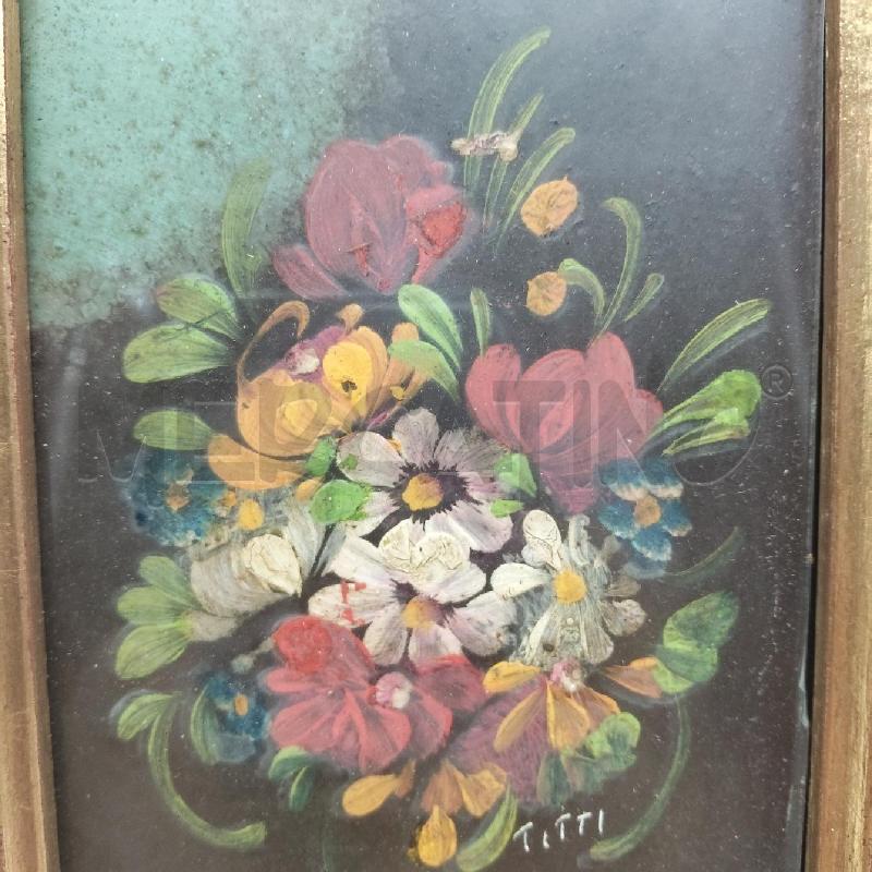 QUADRETTO VECCHIO CORNICE DORATA FIORI  | Mercatino dell'Usato Domodossola 2
