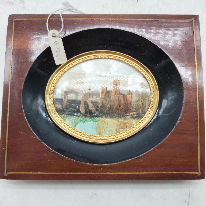 QUADRETTO VECCHIO DIPINTO PAESAGGIO CORNICE LEGNO  | Mercatino dell'Usato Domodossola 2