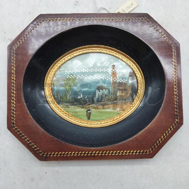 QUADRETTO VECCHIO DIPINTO PAESAGGIO CORNICE LEGNO  | Mercatino dell'Usato Domodossola 3